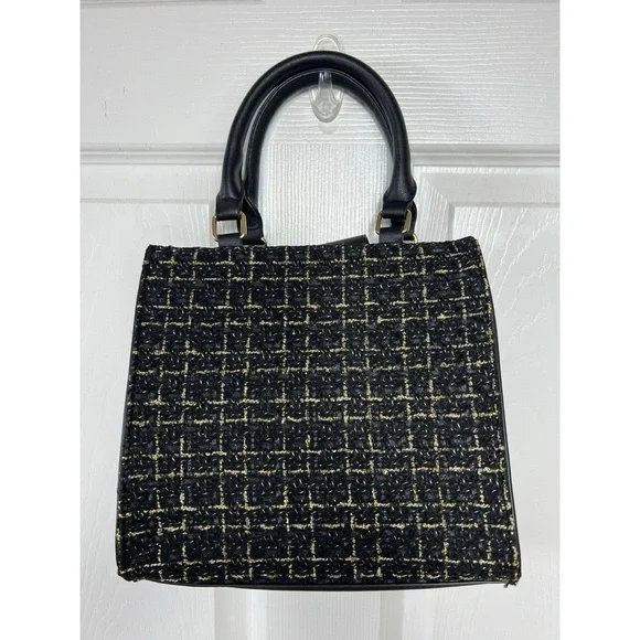 Badgley Mischka Medium Black and Cream Satchel with Structured Design - Picture 2 of 6